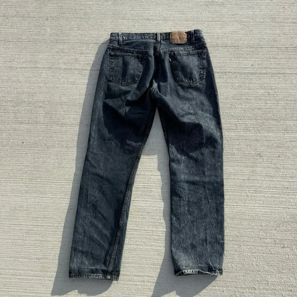 VTG 80s Levi's 501 Button Fly Straight Leg Faded Black Jeans 36x32 ACTUAL 34x31